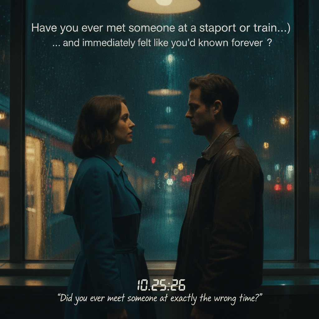 POST 2 — THE QUESTION

Short Reel/TikTok:

Text on screen:

Have you ever met someone at a station (airport or train)…

and immediately felt like you'd known them forever?

End:

10.25.26

This is designed for comments.

Ask:

“Did you ever meet someone at exactly the wrong time?”