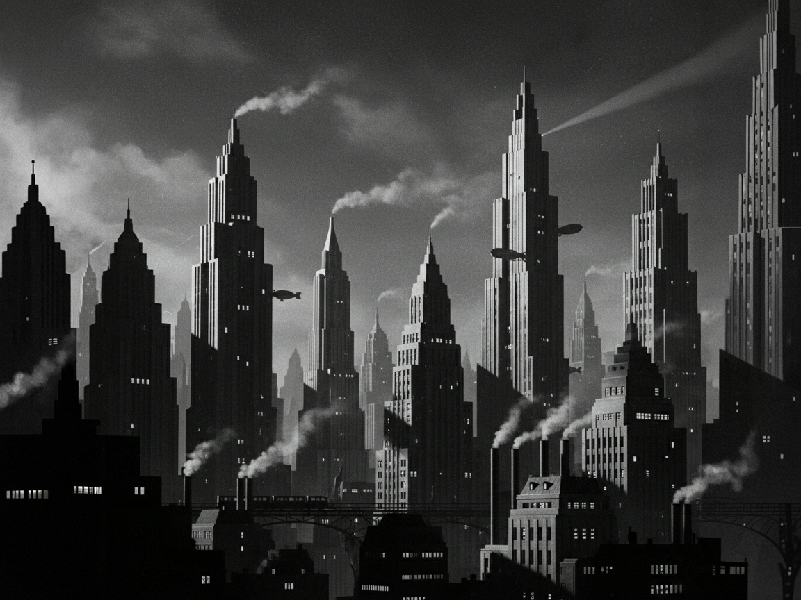 AI cinematic image inspired by the Metropolis 1927 cityscape