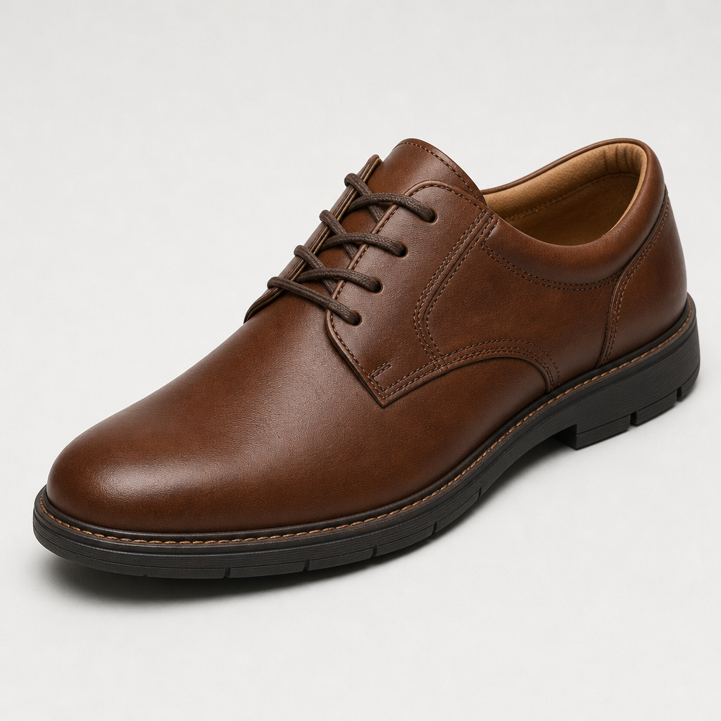 Change the color of the shoe in the image from white to brown.