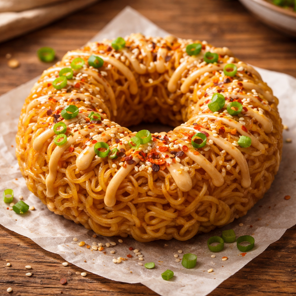 a delicious donut made of ramen
