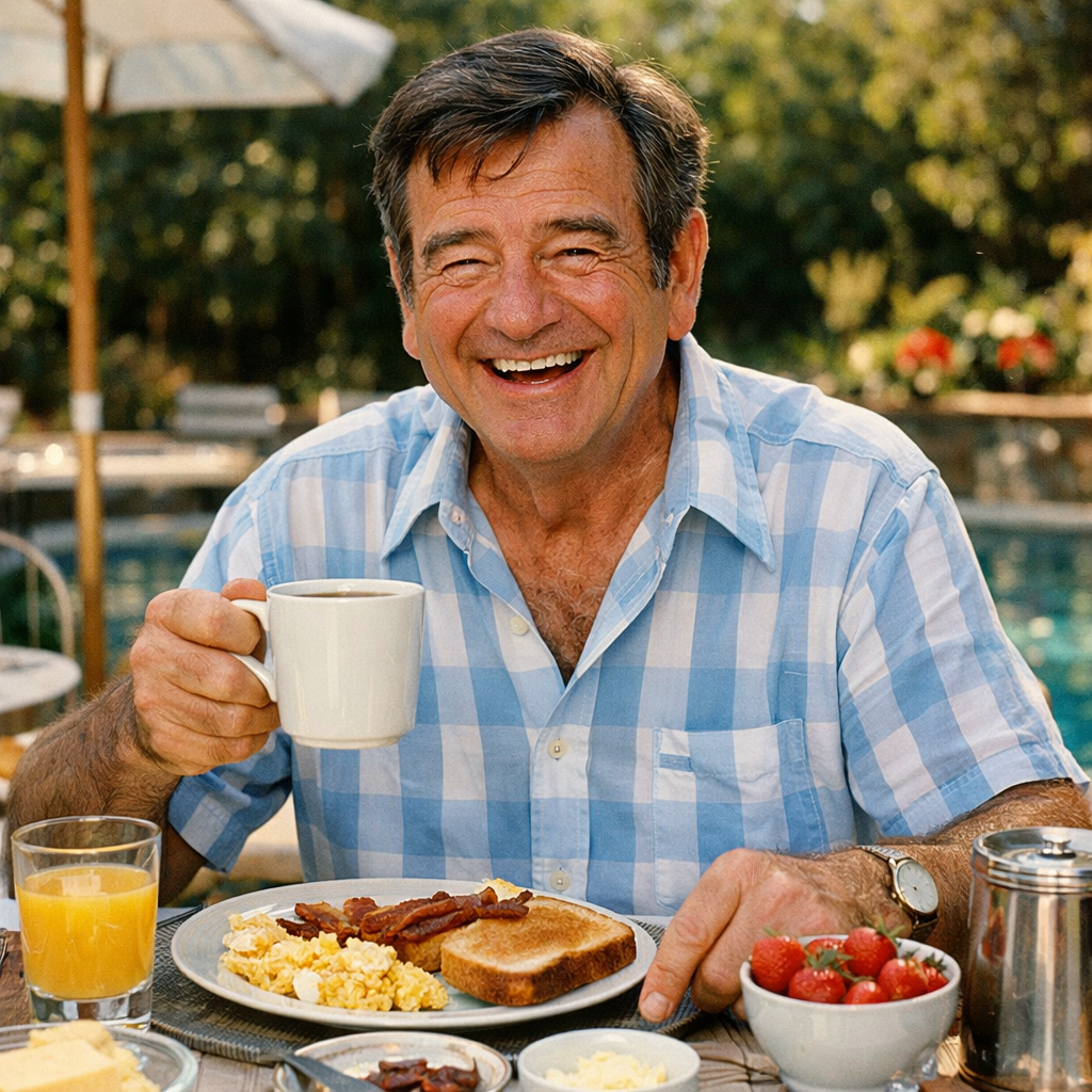 Walter Matthau Happy Breakfast Summer 1978