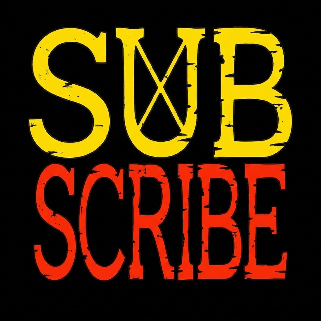 Make the text say "SUB" (top half) and "SCRIBE" (bottom half). Make the top half yellow and use the cross pattern found for the yellow O in the reference image for the "U", so the "U" should be yellow and have a cross pattern in it. Leva the bottom half red. All letters have to be Capitalized.
