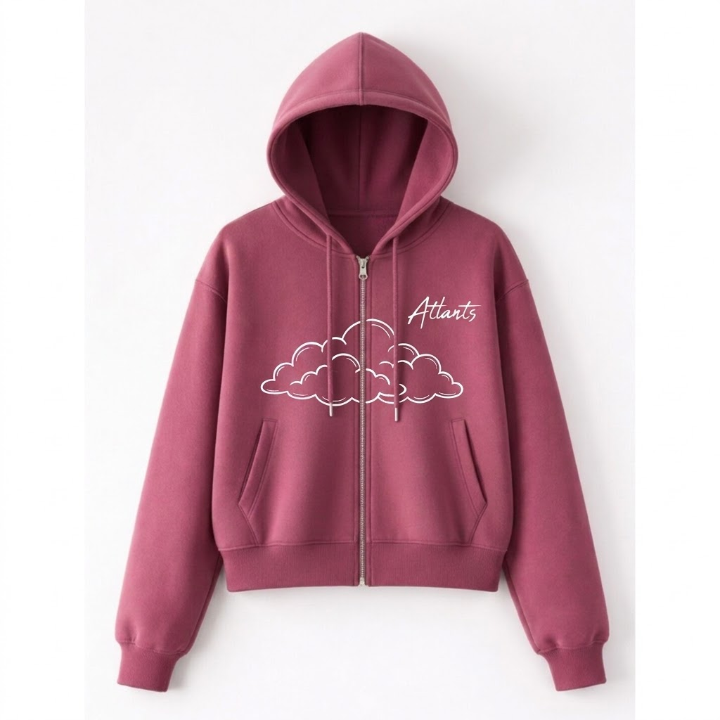 Сделай справа где обычно логотип надпись Atlants рукописным текстом, посередине нарисованный контур облачков все белого цвета