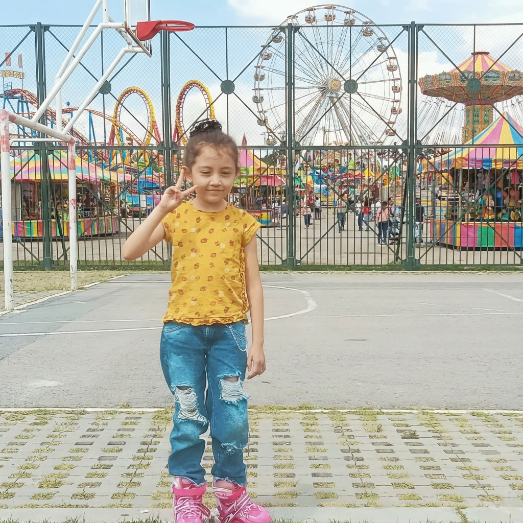 Poner un parque de diversiones en el fondo de la imagen