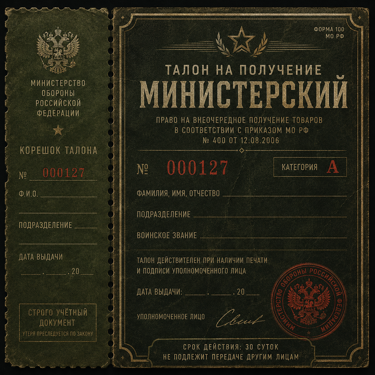 Смотри. Мне нужно переделать его в министерский стиль. Замени надпись "Обыкновенный" на "Министерский" . Дальше добавь контрасты серьезности и редкости билета, а так же полностью поменяй стиль под какой нибудь серьезный и военный